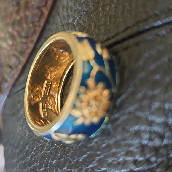 Jeweled Sunflower Black Diamond Made With Yellow Swarovski Crystals Ring Size 10 - Picture 4 of 4